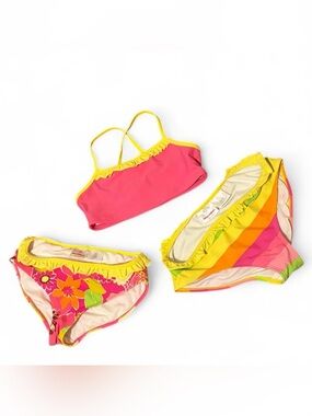 Girls' Pink & Yellow Ruffle Bikini Set - Kids Swim